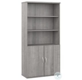 Hybrid Platinum Gray Tall 5 Shelf Bookcase with Doors