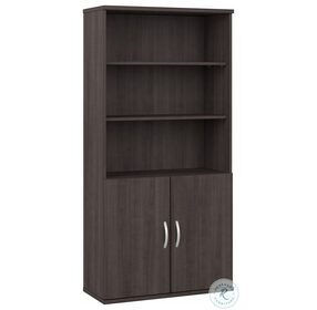 Hybrid Storm Gray Tall 5 Shelf Bookcase with Doors
