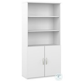 Hybrid White Tall 5 Shelf Bookcase with Doors