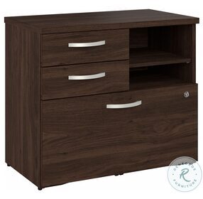 Hybrid Black Walnut Office Storage Cabinet with Drawers and Shelves