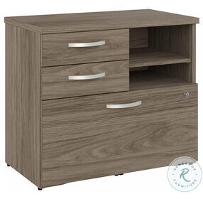 Hybrid Modern Hickory Office Storage Cabinet with Drawers and Shelves