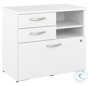 Hybrid White Office Storage Cabinet with Drawers and Shelves