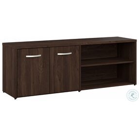 Hybrid Black Walnut Low Storage Cabinet with Doors and Shelves