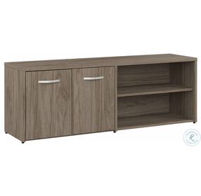 Hybrid Modern Hickory Low Storage Cabinet with Doors and Shelves