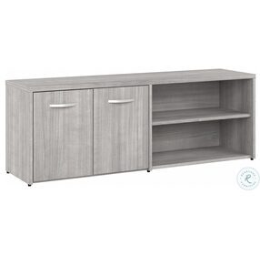 Hybrid Platinum Gray Low Storage Cabinet with Doors and Shelves