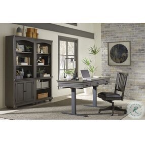 Oxford Peppercorn 60" Lift Top Adjustable Home Office Set