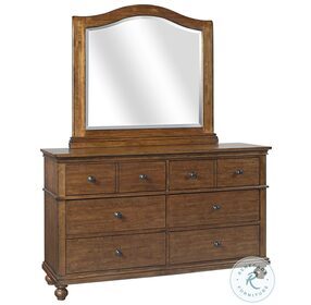 Oxford Whiskey Brown Dresser with Arched Mirror