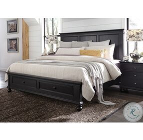 Oxford Rubbed Black California King Panel Storage Bed