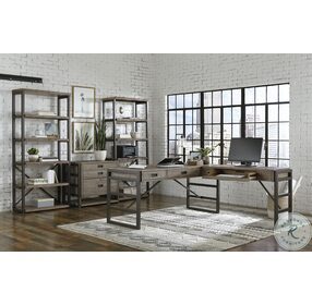 Grayson Cinder Grey Distressed L Shaped Home Office Set