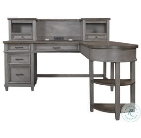 Caraway Aged Slate L Shaped Desk with Hutch
