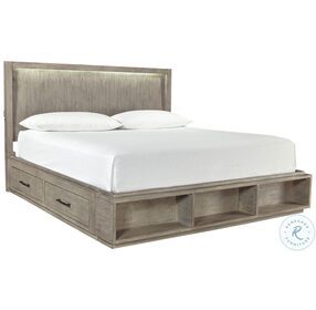 Platinum Gray Linen Queen Storage Panel Bed