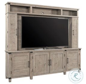 Foundry Weathered Stone 96" TV Console with Hutch