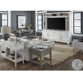 Reeds Farm Weathered White 97" TV Console with Hutch