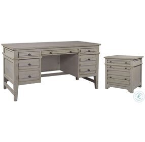 Reeds Farm Weathered Grey Half Ped Home Office Set