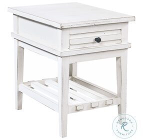 Reeds Farm Weathered White Chairside Table