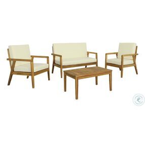 Cape Cod Off White And Natural 4 Piece Outdoor Conversation Set