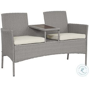 Tiki Gray And Off White Outdoor Loveseat