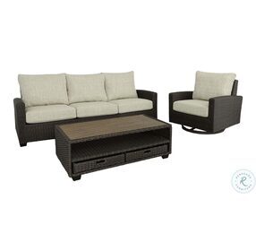 Tahiti Brown And Gray Beige Fabric Outdoor Conversation Set