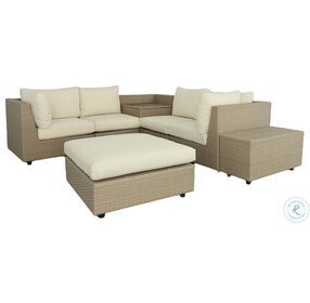 Shelter Island Brown And Sand Outdoor Conversation Set with Ottoman