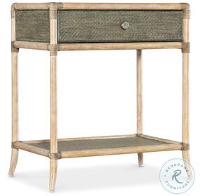 Retreat Seagrass Green And Natural Pole Rattan Bedside Table