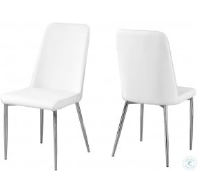 White And Chrome 37" H Dining Chair Set of 2