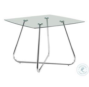 Chrome Metal and Glass 40" Diameter Dining Table