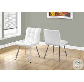 White Chrome Metal 32" Dining Chair Set of 2