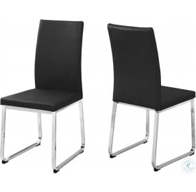 Black Faux Leather and Chrome Dining Chair Set of 2