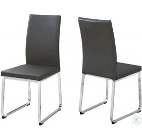 Gray Faux Leather and Chrome Dining Chair Set of 2