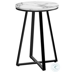 2178 White Marble and Black 22" Accent Table