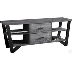 60" Gray And Black Two Drawer TV Stand