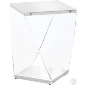 Glossy White 22" Accent Table