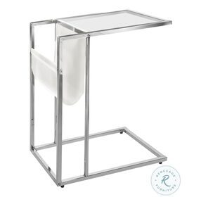 3034 White / Chrome Metal Accent Table