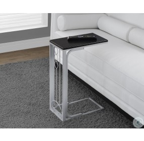 Silver Metal Black Top Accent Table