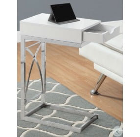 Glossy White Drawer Accent Table