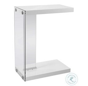 Glossy White and Tempered Glass Accent Table