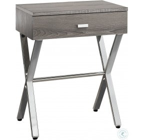 Dark Taupe And Chrome Metal Accent Table