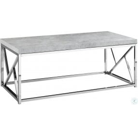Grey Cement And Chrome Metal Coffee Table