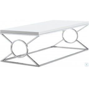 Glossy White and Chrome Metal Coffee Table