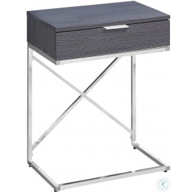 Grey and Chrome Metal 24" Storage Accent Table