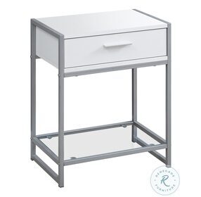 White and Silver Metal 22" Accent Table
