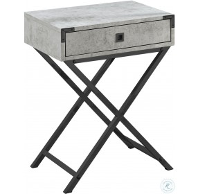 Grey Cement and Black Nickel Metal 24" Accent Table