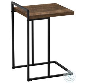 3630 Brown And Black Metal 25" C Shaped Accent Table