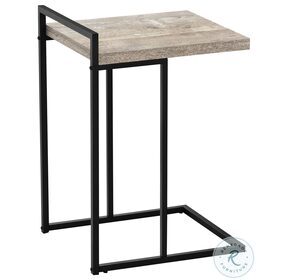 3632 Taupe And Black Metal 25" C Shaped Accent Table