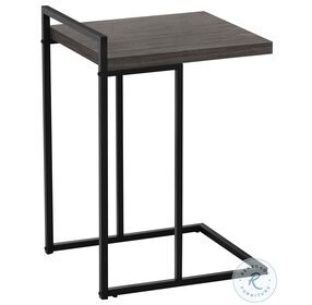 3634 Grey And Black Metal 25" C Shaped Accent Table