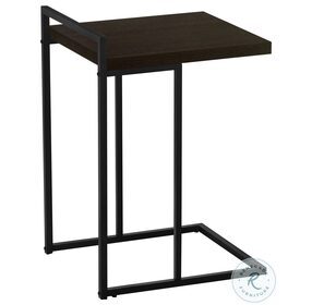 3635 Espresso And Black Metal 25" C Shaped Accent Table