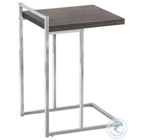 3637 Grey And Chrome Metal 25" C Shaped Accent Table