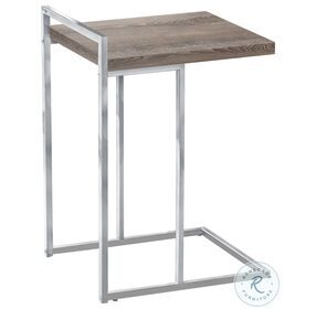 3638 Dark Taupe And Chrome Metal 25" C Shaped Accent Table
