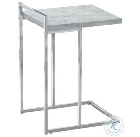 3639 Grey And Chrome Metal 25" C Shaped Accent Table