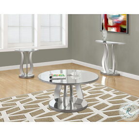 Brushed Silver Mirror 36"Occasional Table Set